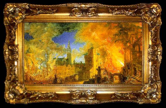 framed  Daniel van Heil The Gunpowder Storehouse Fire at Anvers, ta009-2